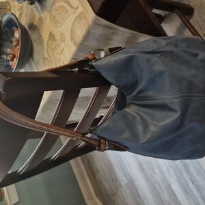 NWOT Blue Vegan Leather Shoulder Bag